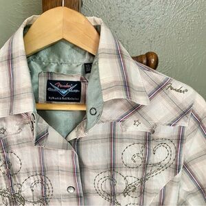 Fender Embroidered Plaid Satin fitted Button Down
